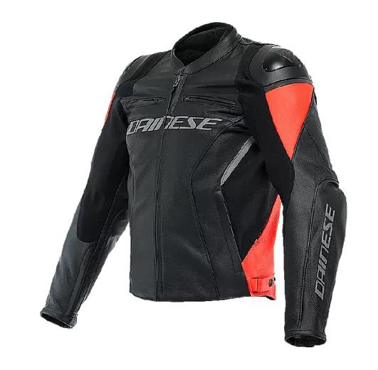 Куртка кожаная Dainese Racing 4 Black/Fluo-Red