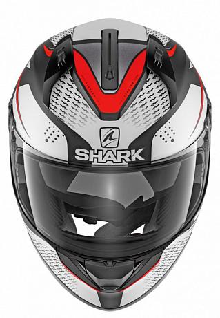 Шлем интеграл Shark Ridill Stratom, черный матовый/белый матовый/красный M