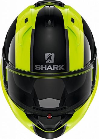 Шлем модуляр Shark Evo Es Endless, черный/желтый неон